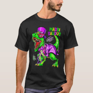 T-shirt Mardi Grawr T Rex Dinosaur Perle Mardi Gras Party 
