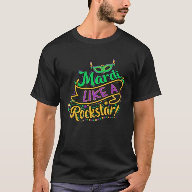 T-shirt Mardi like a Rockstar! Design for a Beadery Expert (Devant)