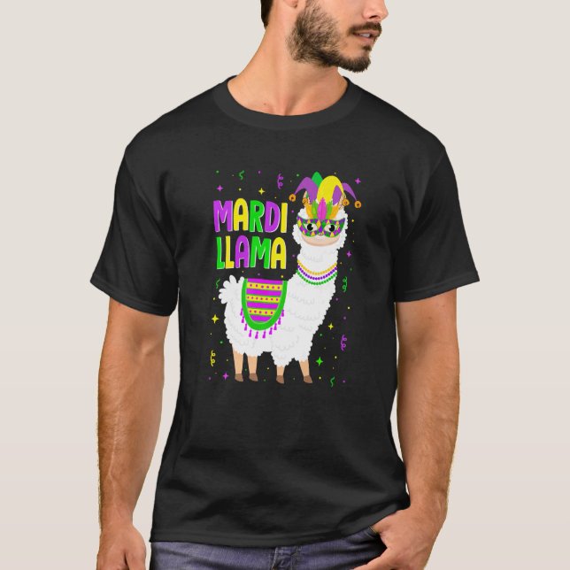 T-shirt Mardi Llama Party Animals Funny Mardi Gras Alpaca  (Devant)