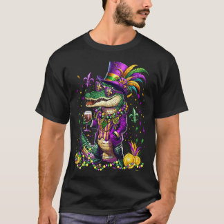 T-shirt Mardigator Mardi Gras Alligator Costume Hommes Fem