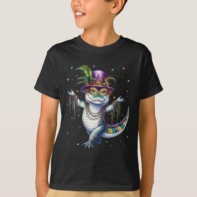 T-shirt Mardigator mardi Gras Alligator Danseuse Carn (Devant)