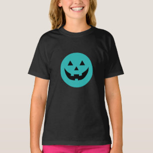 T-shirt Mare turquoise Jack-o'-lantern citrouille face Hal