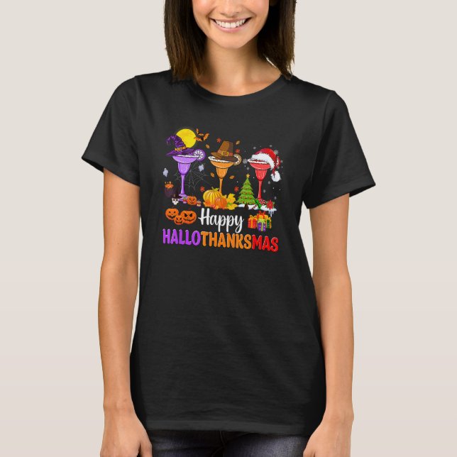 T-shirt Margarita Lunettes Sorcière Santa Hat Automne Happ (Devant)