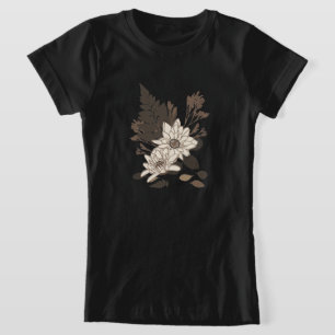 T-Shirt Marguerites et Feuille - transparents sur crème.