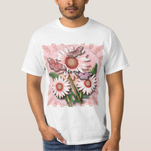 T-shirt Marguerites roses papillon