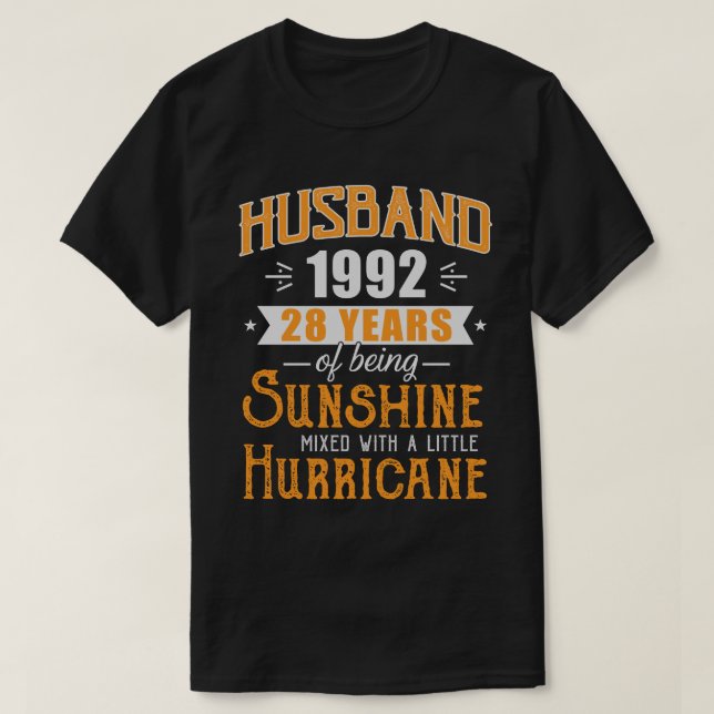 T-shirt Mari 1992 Cadeau, 28 ans Mariage (Design devant)