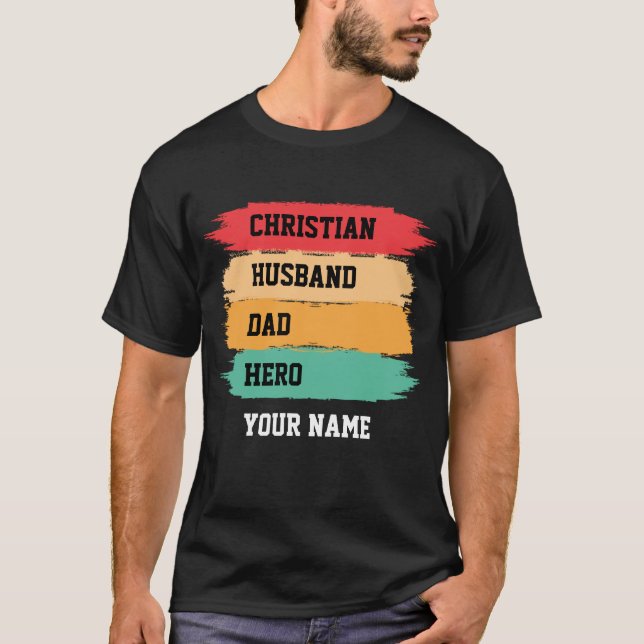 T-SHIRT MARI CHRÉTIEN PERSONNALISÉ DAD HERO (Devant)