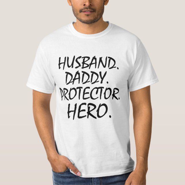 T-SHIRT MARI, DADDY, PROTECTEUR, HÉROS, CADEAU DE FÊTE DES (Devant)