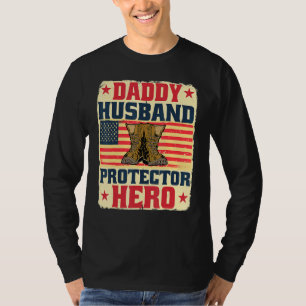 T-shirt Mari Daddy Protecteur Héros Drapeau Américain Père