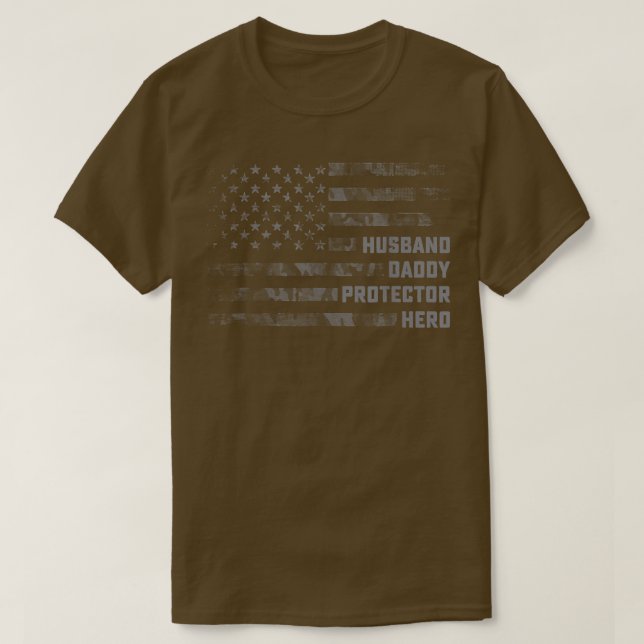 T-shirt Mari Daddy Protecteur Héros Drapeau Américain Père (Design devant)