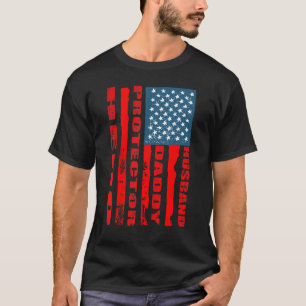 T-shirt Mari Daddy Protecteur Héros Drapeau Usa Fête des p