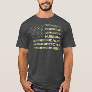 T-shirt Mari Daddy Protecteur Héros Fête des pères Drapeau