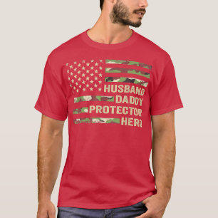 T-shirt Mari Daddy Protecteur Héros Fête des pères Drapeau