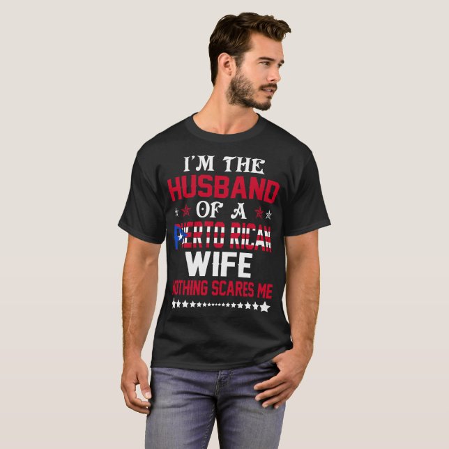T-shirt Mari de cadeau portoricain de Valentine d'épouse (Devant entier)