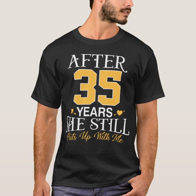 T-shirt Mari du 35e anniversaire de l'Mariage qu'elle élèv (Devant)