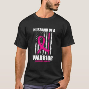 T-shirt Mari d'un guerrier Américain Drapeau Cancer du se