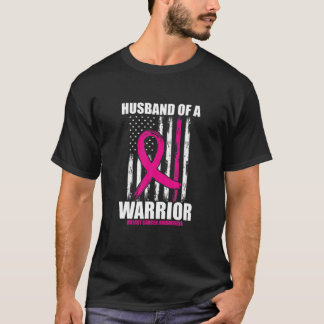 T-shirt Mari d'un guerrier Américain Drapeau Cancer du sei