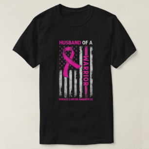 T-shirt Mari D'Un Guerrier Drapeau Américain Cancer Du Sei