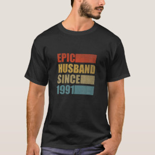 T-shirt Mari Épique Depuis 1991 Vintage 30E Mariage Anniv