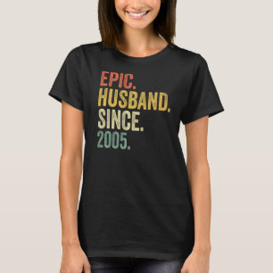 T-shirt Mari épopé depuis 2005 18 ans 18e Mariage Anni