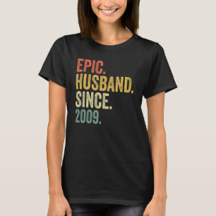 T-shirt Mari épopé depuis 2009 14 ans 14e Mariage Anni