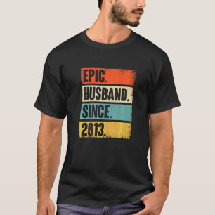 T-shirt Mari épopé rétro depuis 2013 9e Mariage Aniversa
