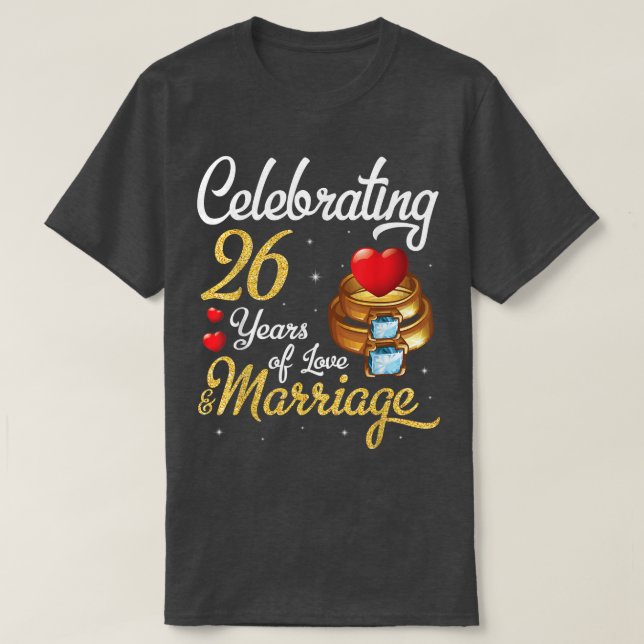 T-shirt Mari et femme célébrant 26 ans d'amour mariage (Design devant)
