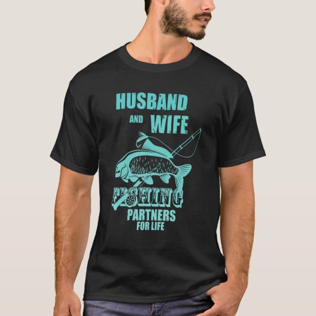 T-shirt Mari Et Femme Partenaires De Pêche À Vie (Devant)