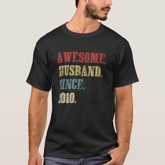 T-shirt Mari génial depuis 2010 12 Mariage anniversaire (Devant)