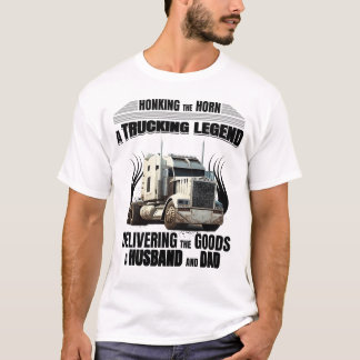 T-shirt mari papa camionneur légende pour blanc