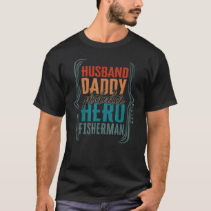 T-shirt Mari Papa Protecteur Héros Pêcheur Fête des Pères