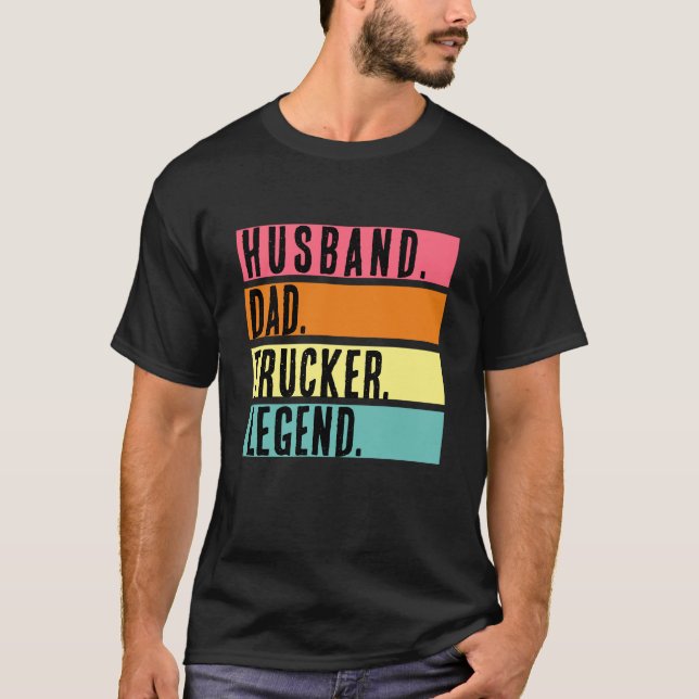 T-shirt Mari Papa Trucker Légende Funny Truck Driver (Devant)
