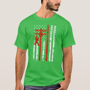 T-shirt Mari Père Lineman Héros cadeau pour Cabine électri