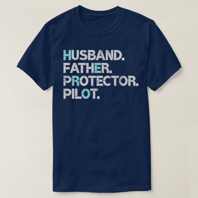 T-shirt Mari Père Protecteur Pilote Cadeau Drôle Papa Humo (Design devant)