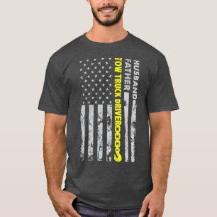 T-shirt Mari père Tow Truck Driver drapeau américain