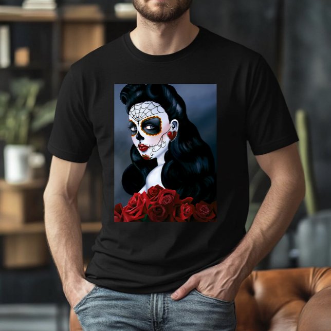 T-shirt Maria Crâne sucre Roses rouges (Créateur téléchargé)