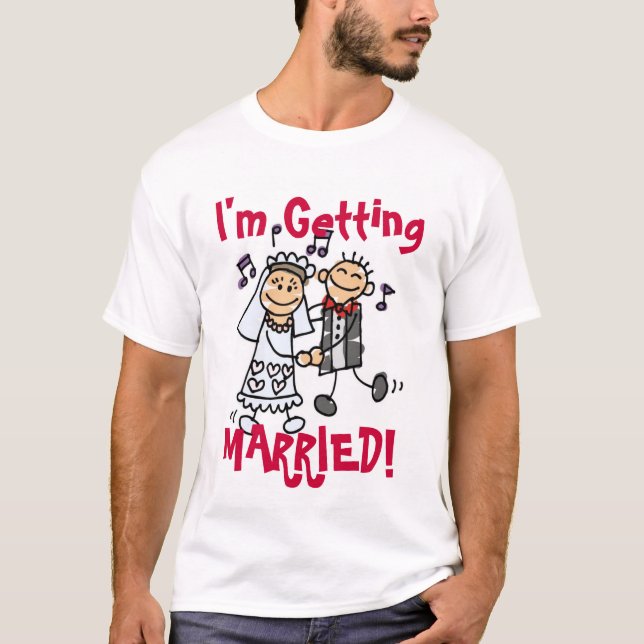 T-shirt mariage amoureux Couple (1), Je me marie (Devant)