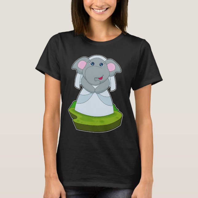 T-shirt Mariage au Voile de Mariée d'Éléphant (Devant)
