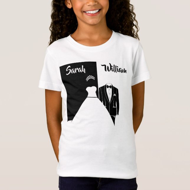 T-shirt mariage blanc tuxedo noir (Devant)