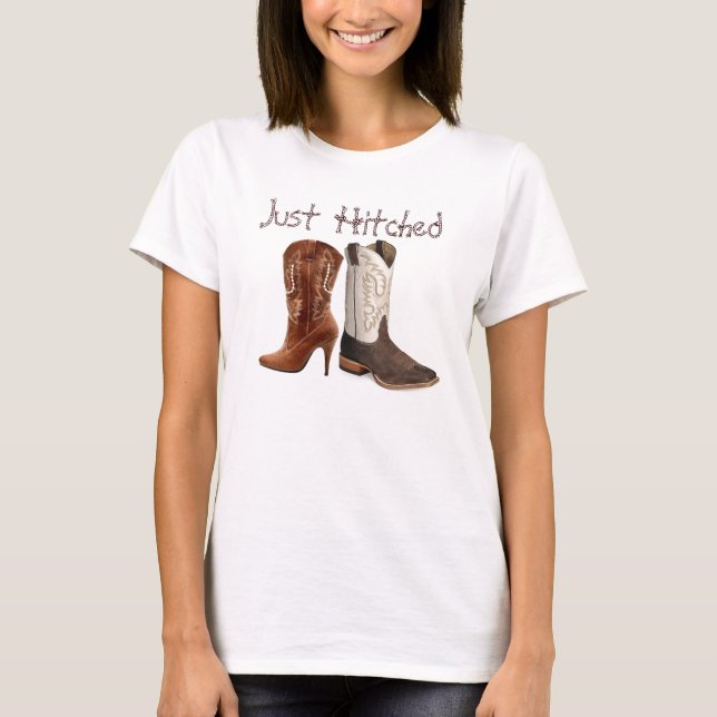 T-shirt mariage de bottes de cowboy de l'ouest (Devant)