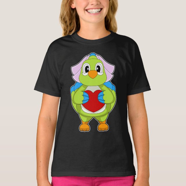 T-shirt Mariage de coeur de la mariée de perroquets (Devant)