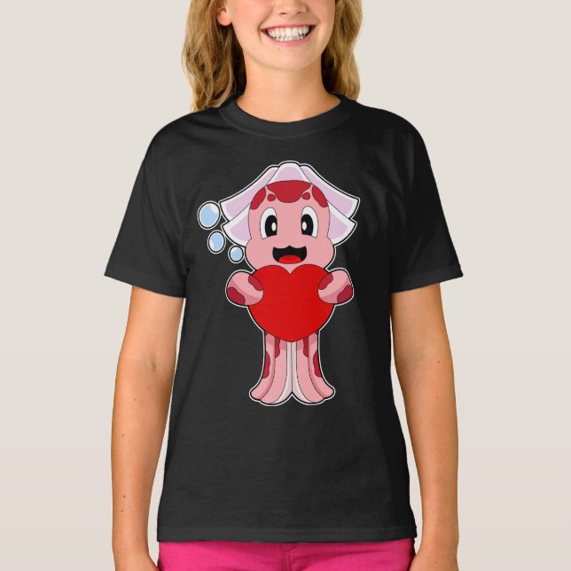 T-shirt Mariage de coeur de mariée d'Octopus (Devant)