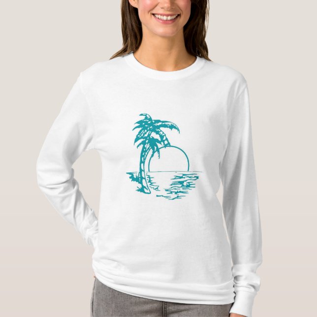 T-shirt Mariage de coucher de soleil tropical (Devant)