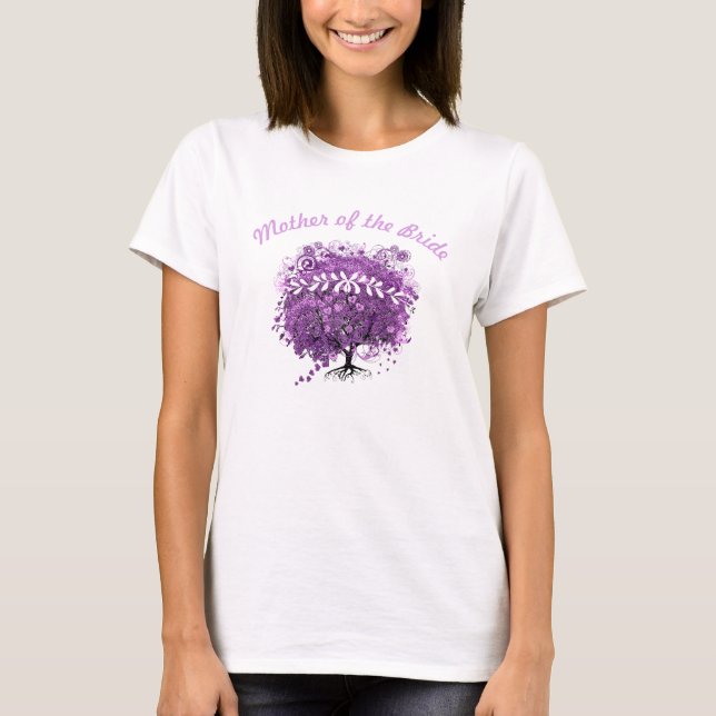 T-shirt Mariage de feuille d'arbre de coeur violet radiant (Devant)