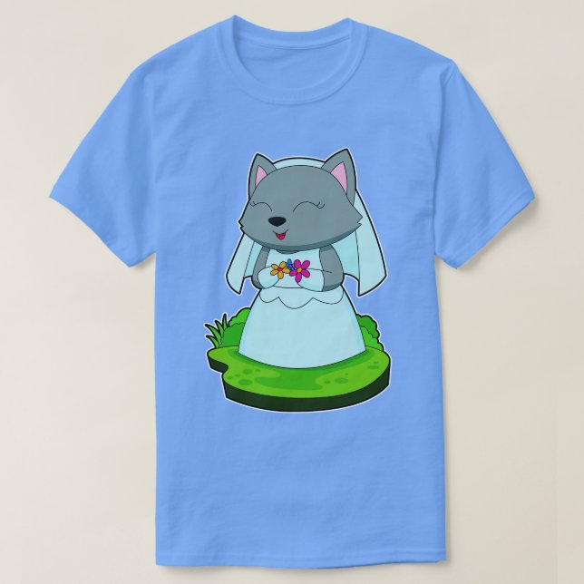 T-shirt Mariage de fleurs de mariée de chats (Design devant)
