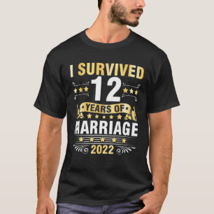 T-shirt Mariage De Mari J'Ai Survécu À 12 Ans De Mariage