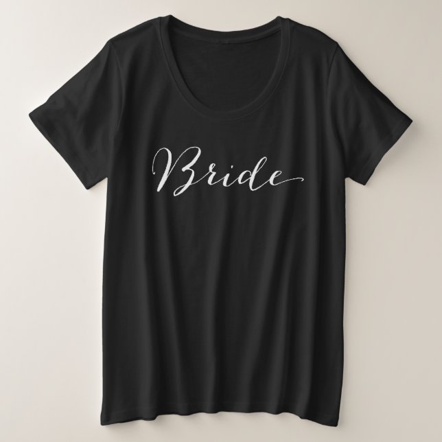 T-shirt Mariage de mariée à script noir (Design devant)