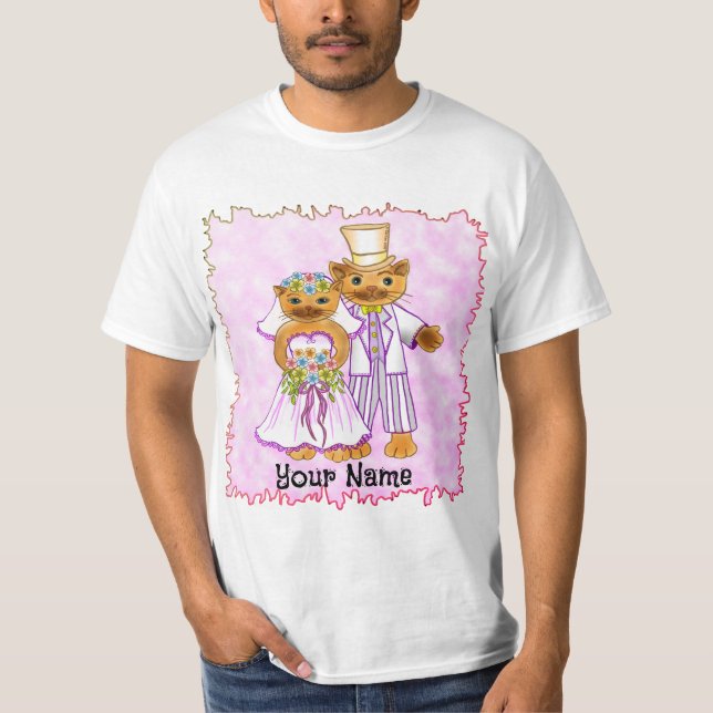 T-shirt mariage de mariée de chat et de chambre (Devant)