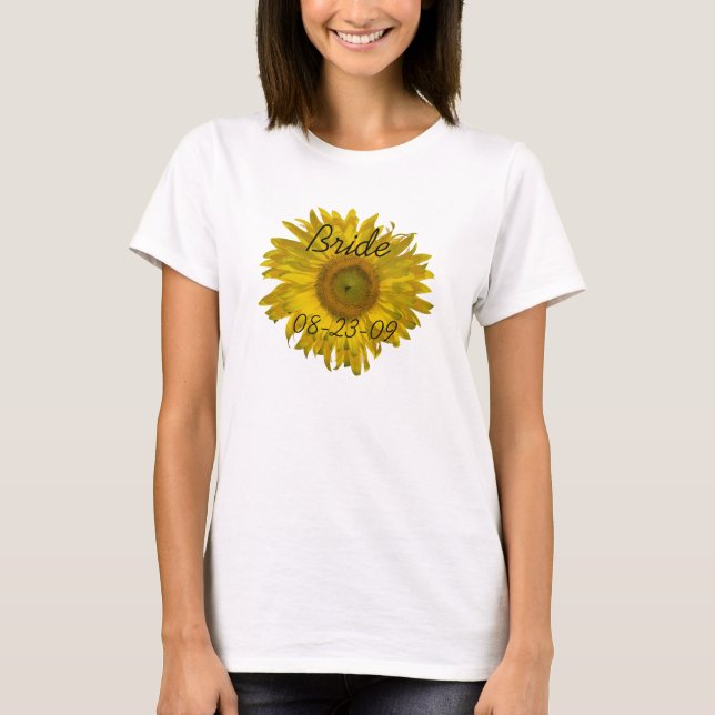 T-shirt Mariage de mariée de tournesol jaune (Devant)
