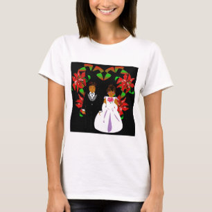 T-shirt Mariage de Noël Couple Heart Wreath I